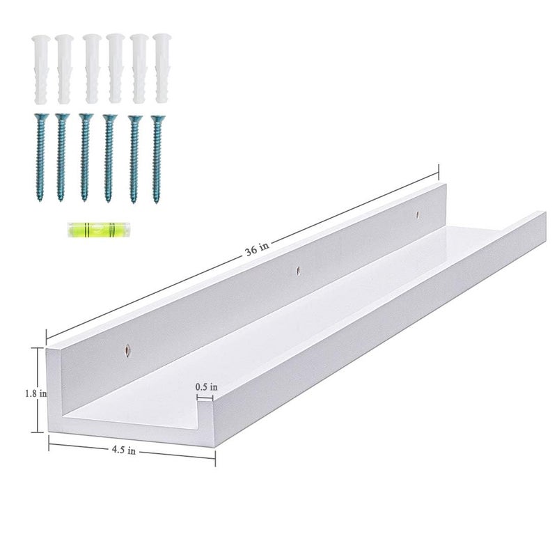 AZSKY 36 Inch Picture Ledge Shelf Floating Shelves Wall Mounted Set of 2 White - Image 3